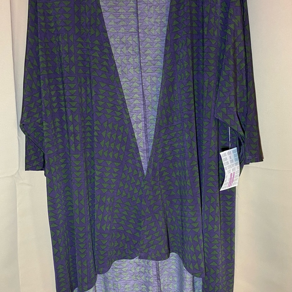 LuLaRoe NWT Lindsay Purple and Olive Patterned Kimono